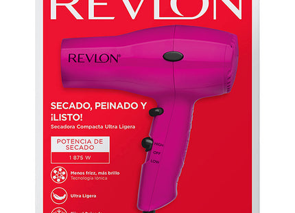 Secadora Compacta Fucsia 1875W Revlon | Para secar tu cabello rápidamente con estilo y comodidad