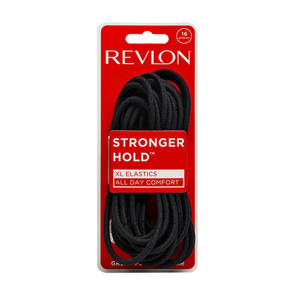 Colas Elásticas XL Negras Revlon 16un | Para sujetar el cabello con firmeza y sin maltratarlo