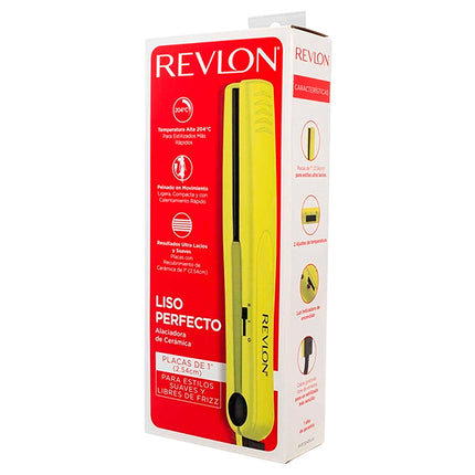 Alisadora Profesional Amarilla 1” Revlon | Para alisar y estilizar con acabado suave y brillante
