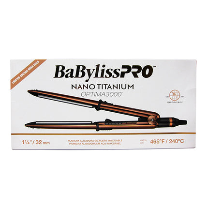 Plancha Optima 3000 1” Oro Rosa BaByliss | Para cabello normal a grueso | Tecnología Nano Titanium | Temperatura Ajustable