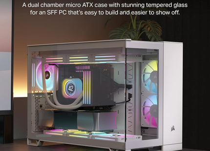 Case Gaming Corsair 2500X | Media Torre | Vidrio Templado | Doble Cámara | White