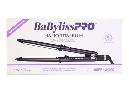Plancha BaByliss Ôptima 3000 | 1” | Morada | Placas Nano Titanium | Temperatura hasta 450°F | Tecnología Iónica | Profesional