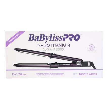 Plancha BaByliss Ôptima 3000 | 1” | Morada | Placas Nano Titanium | Temperatura hasta 450°F | Tecnología Iónica | Profesional