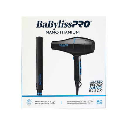 Pack BaByliss Edición Limitada Nano Black | Plancha 1” + Secadora 2000W | Tecnología Nano Titanium | Profesional
