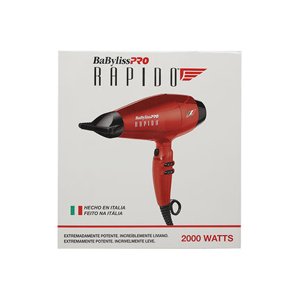 Secadora BaByliss Rápido | 2000W | Roja | Alta Potencia | Tecnología Avanzada
