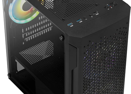 Case Gaming AeroCool Trinity Mini-G-BK-V3 | Mini Torre ATX | 1 Ventilador 120mm | Vidrio Templado | Negro