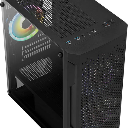 Case Gaming AeroCool Trinity Mini-G-BK-V3 | Mini Torre ATX | 1 Ventilador 120mm | Vidrio Templado | Negro