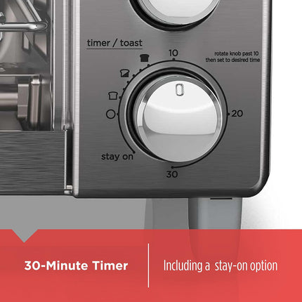 Horno Tostador Black+Decker TO1745SSG‑LA | 30 L / 4 Rebanadas | 1150 W | Convección Natural | 4 Funciones | Acero Inoxidable