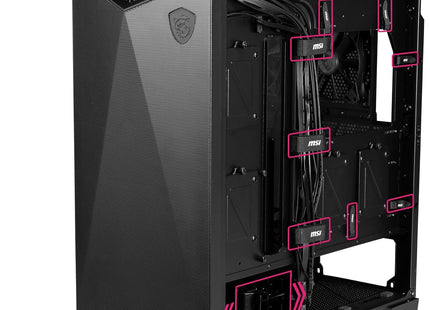 Ventiladores ARGB 120mm preinstalados en case gaming MSI GUNGNIR 300R encendidos