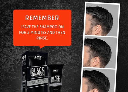 Shampoo Life for Men Black Placent Life | 150ml | Control de brillo y color | Ideal para cabello oscuro y sin brillo