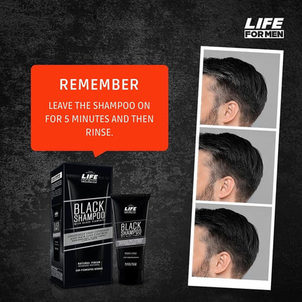 Shampoo Life for Men Black Placent Life | 150ml | Control de brillo y color | Ideal para cabello oscuro y sin brillo