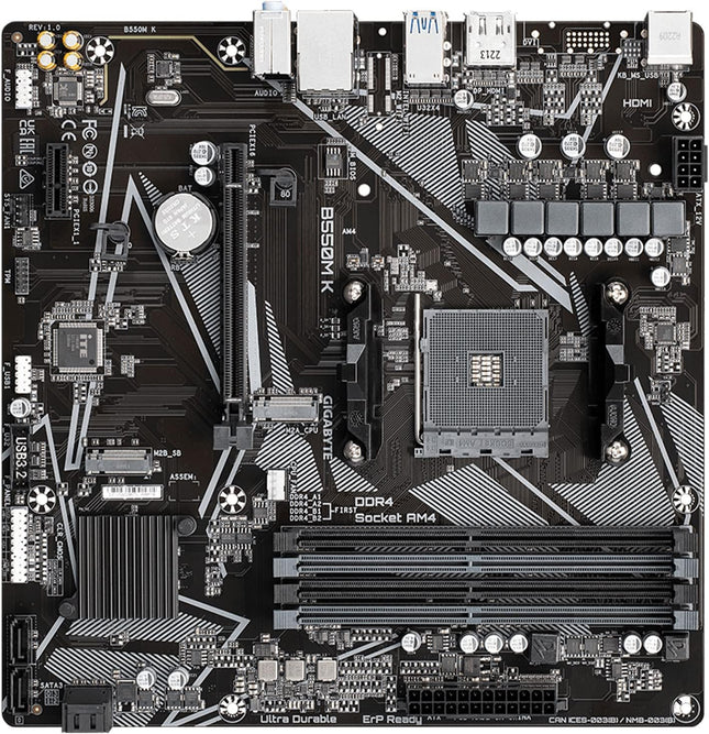 Tarjeta Madre Gigabyte B550M K | AM4 | Micro-ATX | DDR4 | PCIe 4.0 | HDMI | USB 3.2