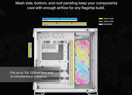 Case Gaming Corsair 6500X RGB White | Media Torre | Doble Cámara | Vidrio Templado | 3 Ventiladores RGB