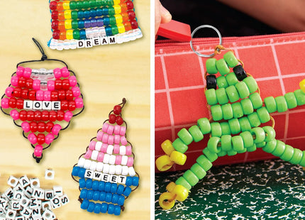 Ultimate Bead Pets - Kit de Manualidades para Niños - Crea 26 Llaveros con Cuentas y Plantillas Divertidas