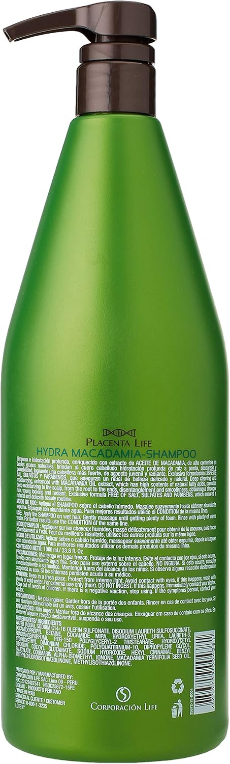 Placentalife Shampoo hidratante 1L Hydra Macadamia
