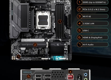 Tarjeta Madre Gigabyte B850M D3HP | AM5 | DDR5 | Micro ATX | PCIe 4.0 | HDMI | USB 3.2