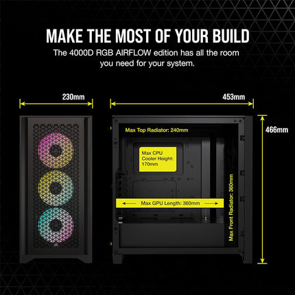 Case Gaming Corsair 4000D RGB Airflow | ATX | Vidrio Templado | Malla Frontal | 3 Ventiladores RGB