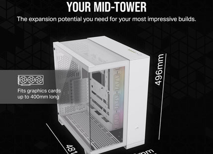 Case Gaming Corsair 6500X RGB White | Media Torre | Doble Cámara | Vidrio Templado | 3 Ventiladores RGB