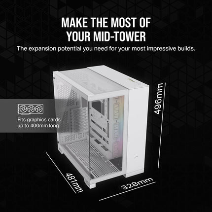 Case Gaming Corsair 6500X RGB White | Media Torre | Doble Cámara | Vidrio Templado | 3 Ventiladores RGB