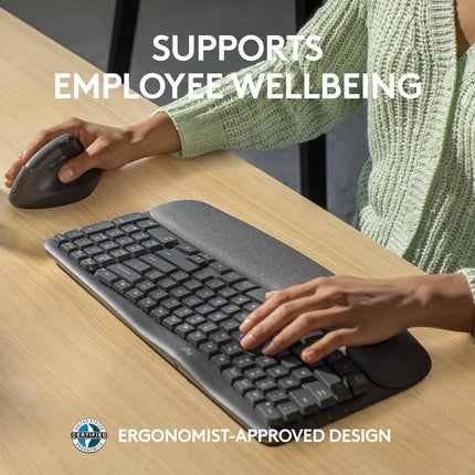 Teclado Logitech Ergo Wave Keys | Inalámbrico | Bluetooth | Diseño Ergonómico | Español