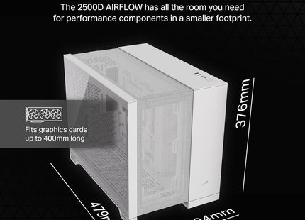 Case Gaming Corsair 2500D Airflow | Media Torre | Doble Cámara | Vidrio Templado | White