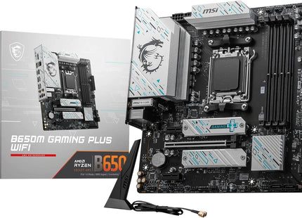 Conectores SATA y USB internos en tarjeta madre MSI B650M Gaming WiFi mATX