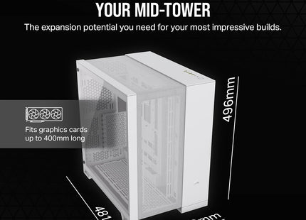 Case Gaming Corsair 6500D Airflow | Media Torre | Doble Cámara | Vidrio Templado | Blanco | CC-9011260-WW