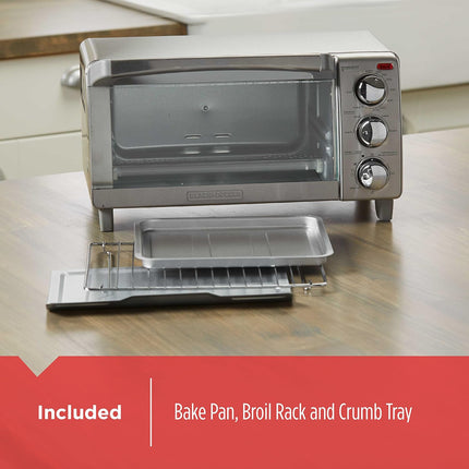 Horno Tostador Black+Decker TO1745SSG‑LA | 30 L / 4 Rebanadas | 1150 W | Convección Natural | 4 Funciones | Acero Inoxidable