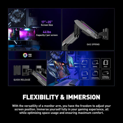 Soporte Doble para Monitor MSI MPG MT201DR RGB | Gris