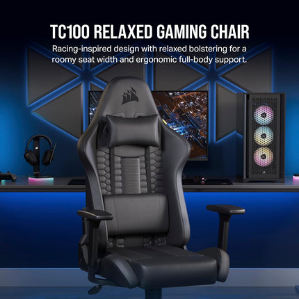 Silla Gaming Corsair TC100 Relaxed | Tela | Diseño Ergonómico | Reclinable 160° | Altura Ajustable