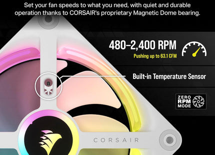 Abanico Corsair QX140 RGB White | 140mm | PWM | Iluminación iCUE LINK