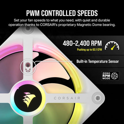 Abanico Corsair QX140 RGB White | 140mm | PWM | Iluminación iCUE LINK