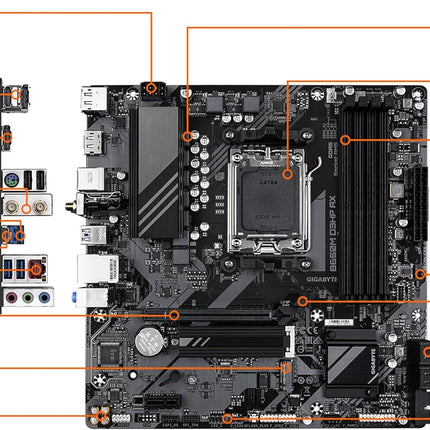 Tarjeta Madre Gigabyte B650M D3HP 1.0 | AM5 | DDR5 | Micro ATX | PCIe 4.0 | HDMI | USB 3.2