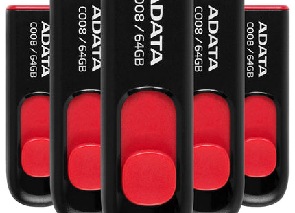 Memoria USB ADATA AC008-64G-RKD | 64GB | USB 2.0 | Negro y rojo