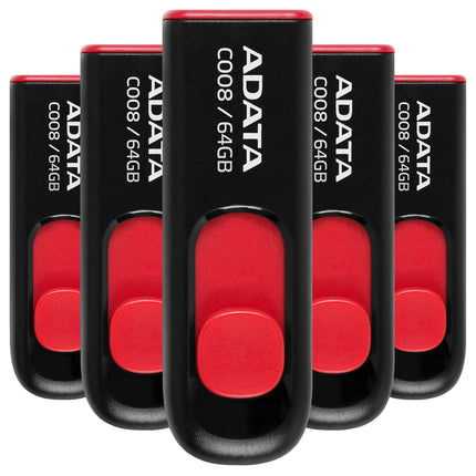 Memoria USB ADATA AC008-64G-RKD | 64GB | USB 2.0 | Negro y rojo