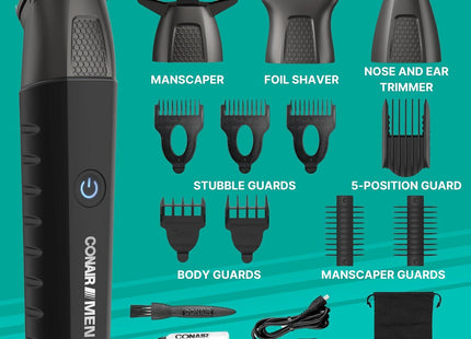 ConairMAN Trimmer Todo en Uno 16 Piezas Recargable, 817873
