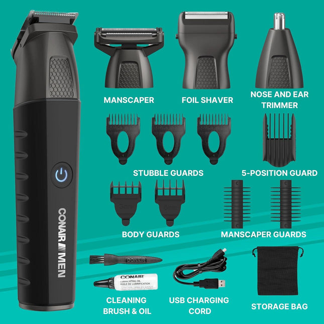 ConairMAN Trimmer Todo en Uno 16 Piezas Recargable, 817873