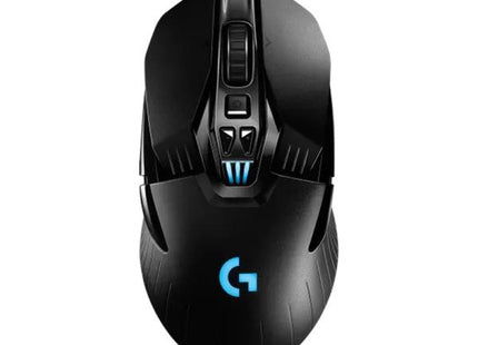 Mouse gaming Logitech G903 vista trasera mostrando sensor HERO 25K y base PowerPlay compatible