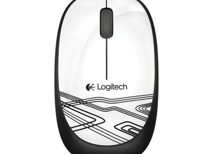 Mouse Logitech M105 alámbrico blanco vista frontal con cable USB