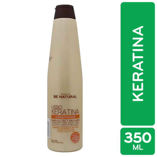 Acondicionador Lisso Keratina 350ml Placent Life | Para alisar y controlar el frizz del cabello rebelde