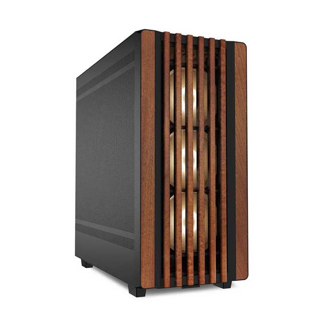 Case Sharkoon Rebel C70M RGB | Mid-Tower ATX | Frente de Madera | 4 Ventiladores RGB PWM | Negro