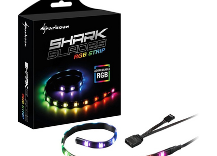 Cable Sharkoon de Luces Shark Blade RGB Strip | 40cm | Iluminación RGB Personalizable | Efectos de Luz | Adhesivo