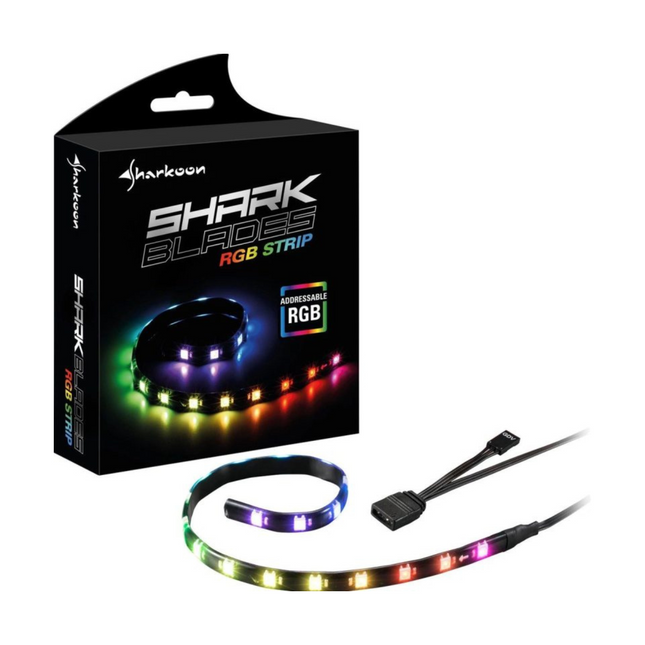 Cable Sharkoon de Luces Shark Blade RGB Strip | 40cm | Iluminación RGB Personalizable | Efectos de Luz | Adhesivo