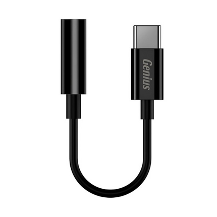 Adaptador de Audio Genius RS2 ACC-C100 | Type-C a 3.5mm | Negro | Alta Calidad de Sonido | Plug & Play