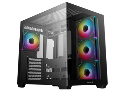 Case DeepCool CG530 4F BK R-CG530-BKADA4-G-1 | Torre Media | Plástico y Acero | 3 Ventiladores Laterales | 1 Ventilador Trasero | Negro