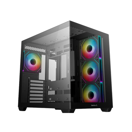 Case DeepCool CG530 4F BK R-CG530-BKADA4-G-1 | Torre Media | Plástico y Acero | 3 Ventiladores Laterales | 1 Ventilador Trasero | Negro