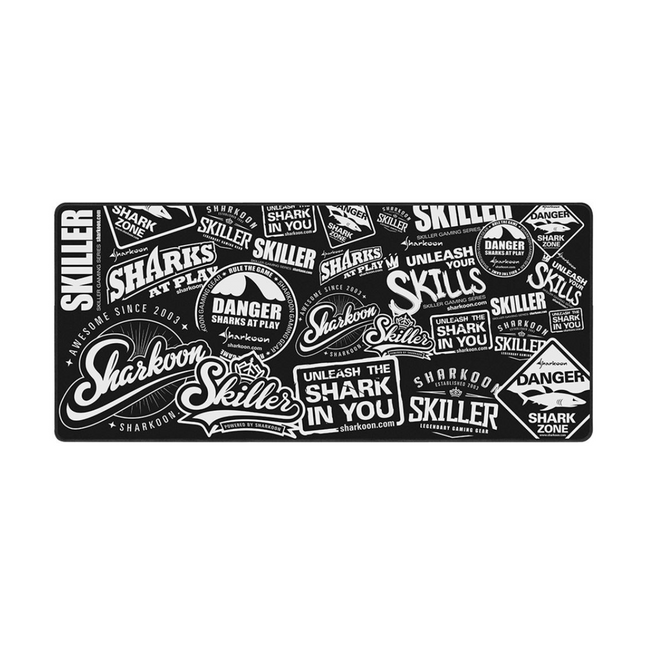 Mouse Pad Gaming Sharkoon SKILLER SGP2 XXL | 900x400 mm | Superficie Antideslizante | Estilo Collage SKILLER | Bordes Reforzados