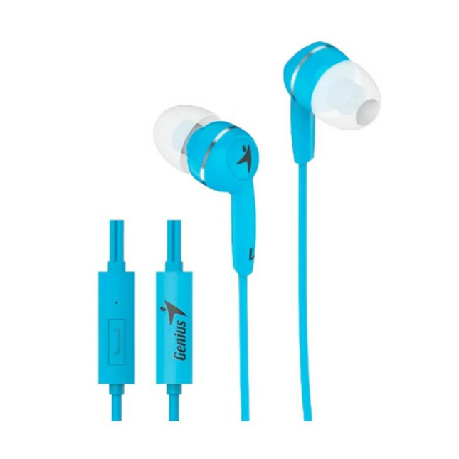 Audífono Genius HS-M320 | Alámbrico | Jack 3.5mm | Micrófono Integrado | Celeste