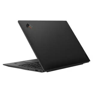 Laptop Lenovo X1 Carbon abierta en ángulo de 45 grados sobre fondo blanco