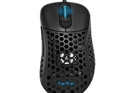 Vista inferior mouse Sharkoon Light² 200 mostrando sensor 16000 DPI y pads